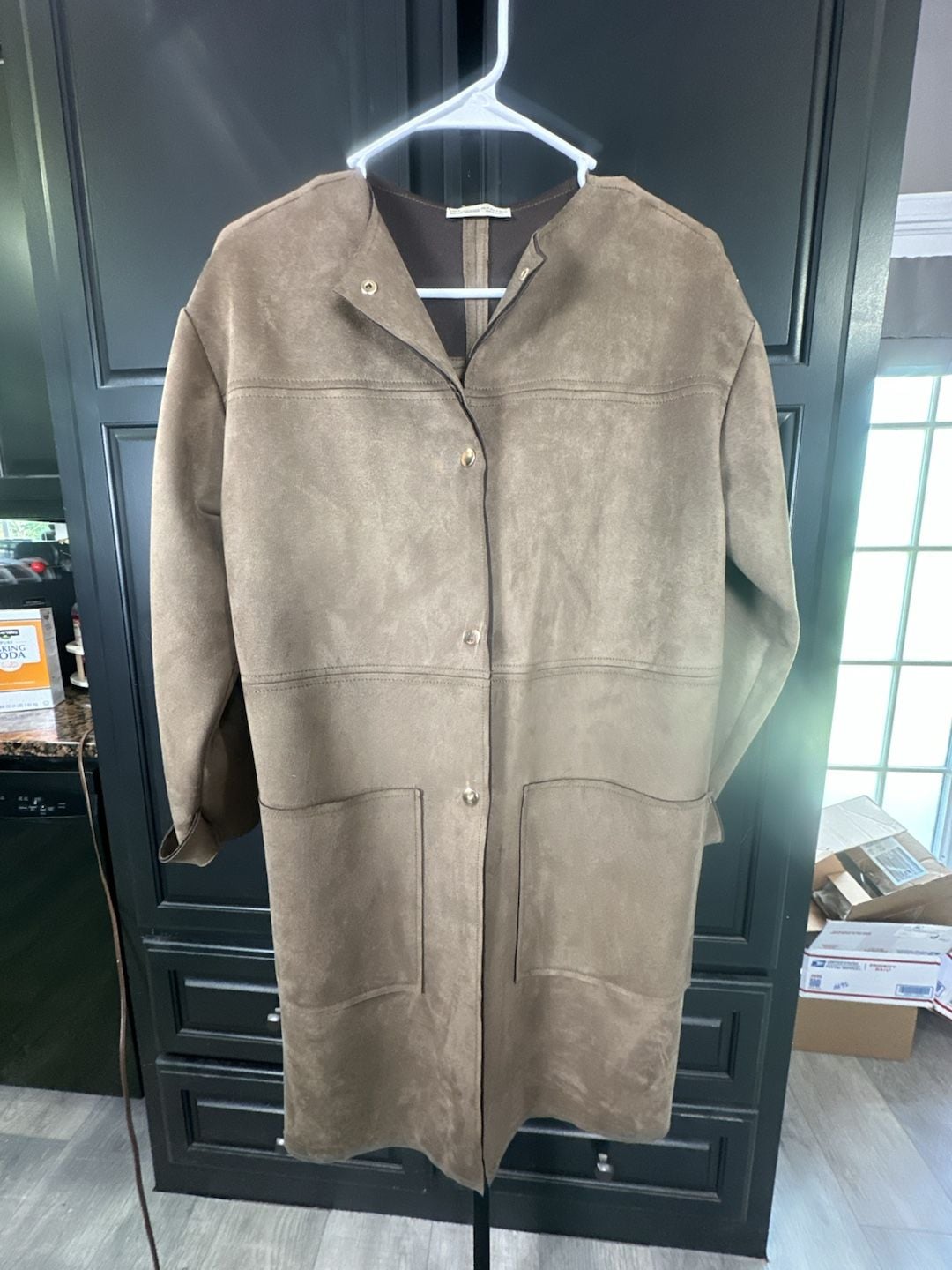 Zara Woman Basic Collection Faux Suede Long Coat Size S #508
